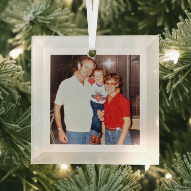 Old Memories photo keepsake Glass Tree Decoration (Insitu)