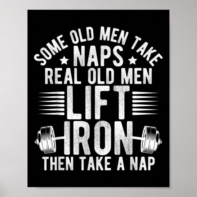Old Men Gag Workout Gym Fitness Exercise Weightlif Poster (Front)