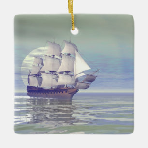 Old merchant ship - 3D render Ceramic Ornament
