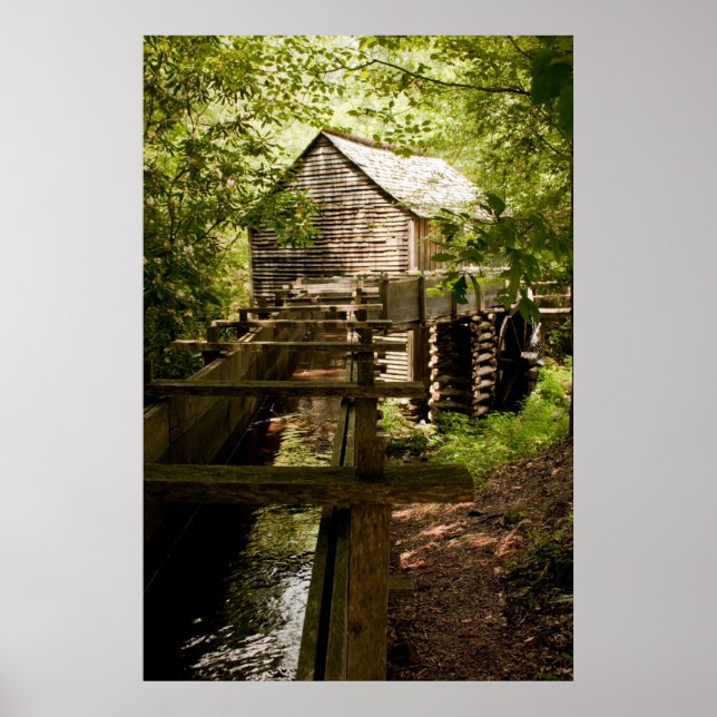 Old Mill and Waterwheel Poster (Front)