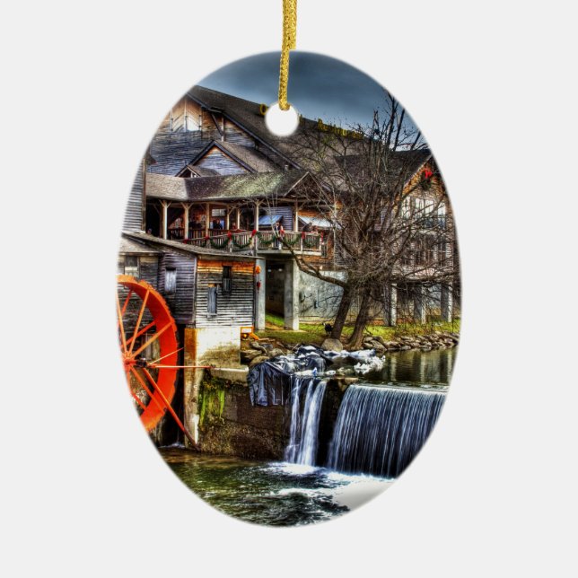 Old Mill Ceramic Tree Decoration (Front)