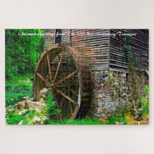 Old Mill Gatlinburg  Tennessee. Christmas Greeting Jigsaw Puzzle