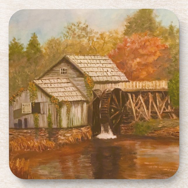 Old Mill in Autumn Coaster (Front)