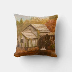 Old Mill In Autumn Cushion