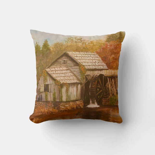 Old Mill In Autumn Cushion (Front)