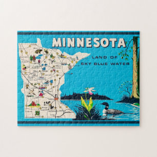Old Minnesota Map 11x14 Jigsaw Puzzle