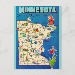 Old Minnesota Map Postcard