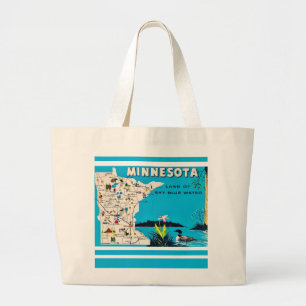 Old Minnesota Map Postcard Large Tote Bag