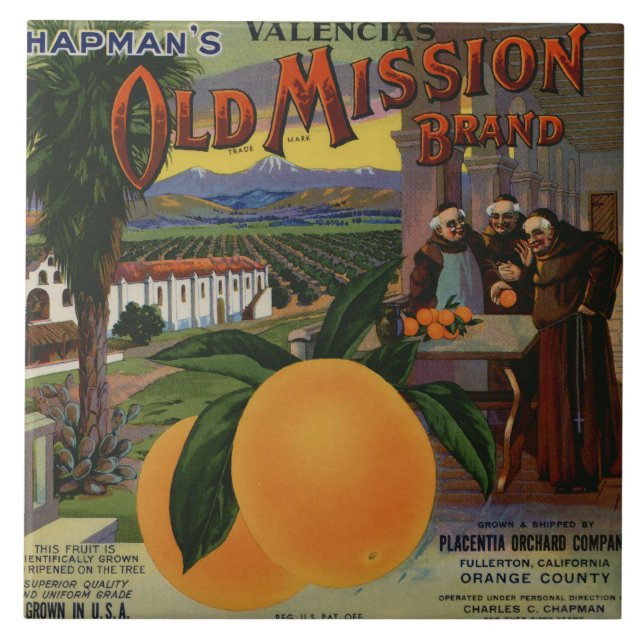 Old Mission Orange Crate Label Tile (Front)