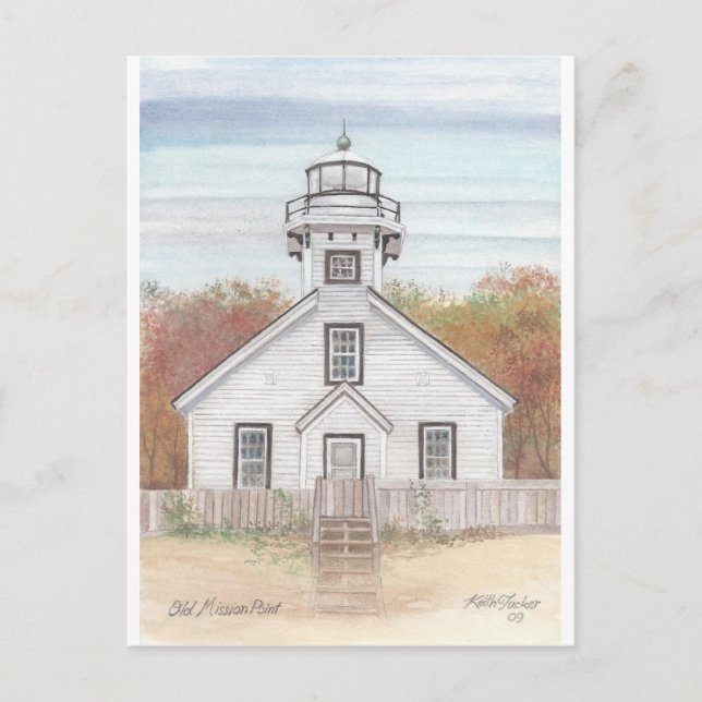 Old Mission Point Light House Postcard (Front)