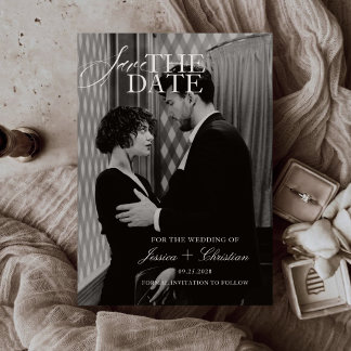 Old Money Aesthetic Modern Simple Photo Wedding Save The Date