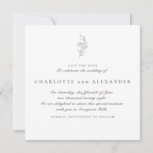 Old Money Aesthetic, Neutral bg, save the date Invitation (Front)
