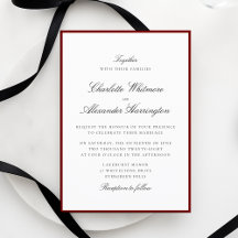 Old Money Aesthetic Red Border Wedding Invitation