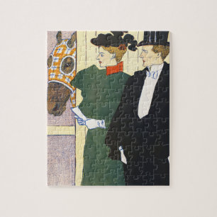 Old Money Aesthetic Vintage Horse Racing Print Jigsaw Puzzle