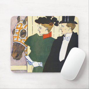 Old Money Aesthetic Vintage Horse Racing Print Mouse Pad