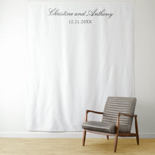 Old Money Black and White Classic Wedding Backdrop Tapestry