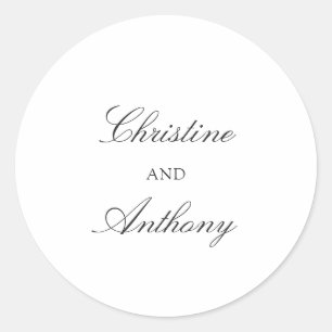 Old Money Black and White Classic Wedding Round Sticker
