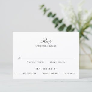 Old Money Black and White Classic Wedding RSVP Card
