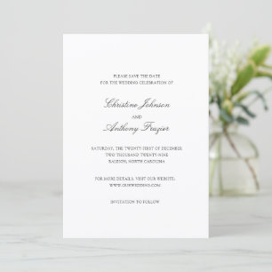 Old Money Black and White Classic Wedding Save The Date