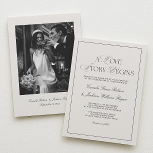 Old Money Black and White Wedding  Invitation
