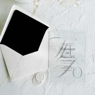 Old Money Black and White Wedding Minimalist Acrylic Invitations