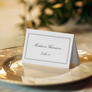 Old Money Black and White Wedding Place Card DIY