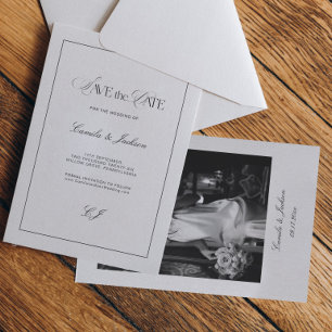 Old Money Black and White Wedding Save the Date Invitation