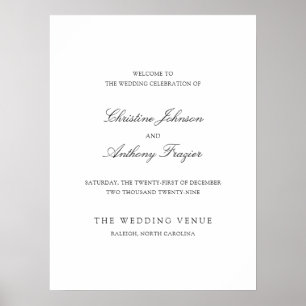 Old Money Black and White Wedding Welcome Sign