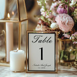 Old Money Black Cream Wedding Table Number<br><div class="desc">Classy  and elegant old money cream and black wedding table numbers. As you see it features and cream white old money background with black script that match the whole suite.</div>