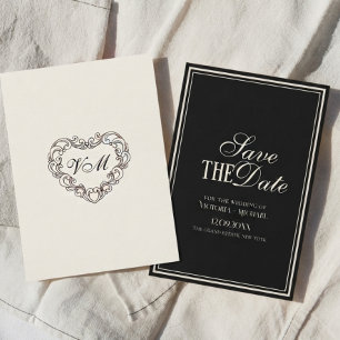 Old Money Black Ivory Cream Timeless Fancy Wedding Save The Date