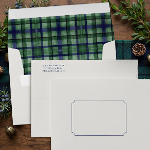 Old Money Black Watch Tartan Plaid Christmas Card Envelope