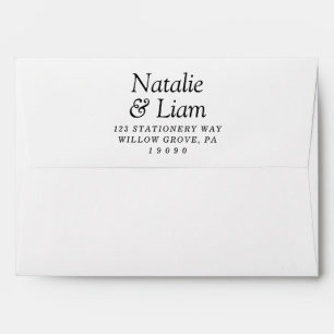 Old Money Black & White Retro Unique Wedding Envelope