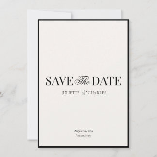 Old Money Black & White | Save The Date White Card