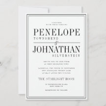 Old Money Black White Serif Text Border Wedding