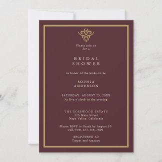 Old Money Burgundy Bridal Shower  Invitation