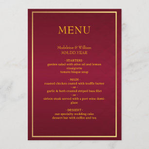 Old Money Burgundy & Gold Elegant Menu
