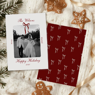 Old Money Burgundy Photo Christmas Holiday Card