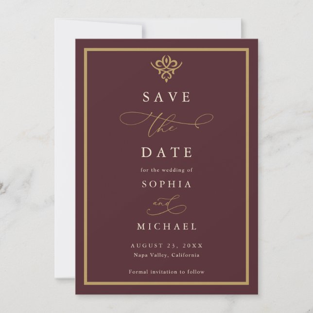 Old Money Burgundy Save The Date (Front)