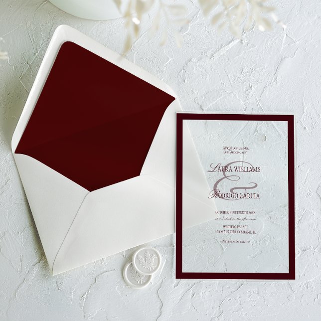 Old Money Burgundy Wedding Acrylic Invitations (Creator Uploaded)