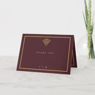 Old Money Burgundy Wedding Folded Thank You Card