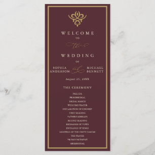Old Money Burgundy Wedding Program
