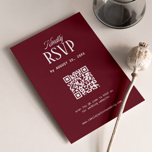 Old Money Burgundy Wedding RSVP Card Qr Code