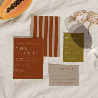 Old Money Burnt Orange Gold Stripes Wedding 