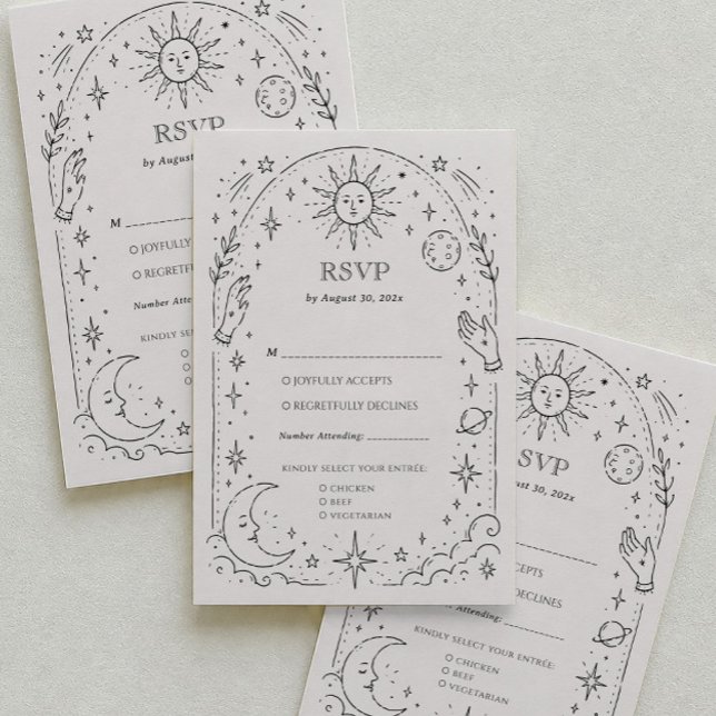 Old Money Celestial Wedding Traditional RSVP Card  (Creator Uploaded)