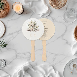 Old Money Champagne and Blush Wedding Program Hand Fan