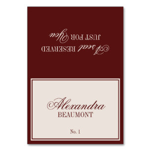 Old Money Classic Burgundy Wedding Place Card