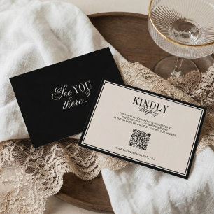 Old Money Classic Luxury Black Cream Wedding RSVP Card