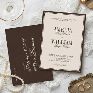 Old Money Classic Luxury Brown Cream Wedding Invitation