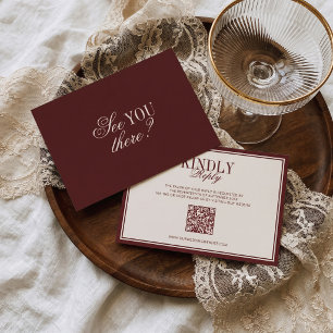Old Money Classic Luxury Burgundy Cream Wedding RSVP Card