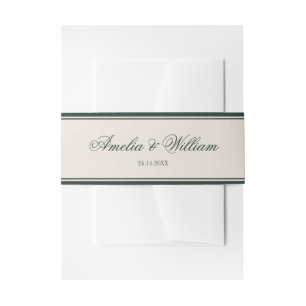 Old Money Classic Luxury Emerald Green Wedding Invitation Belly Band